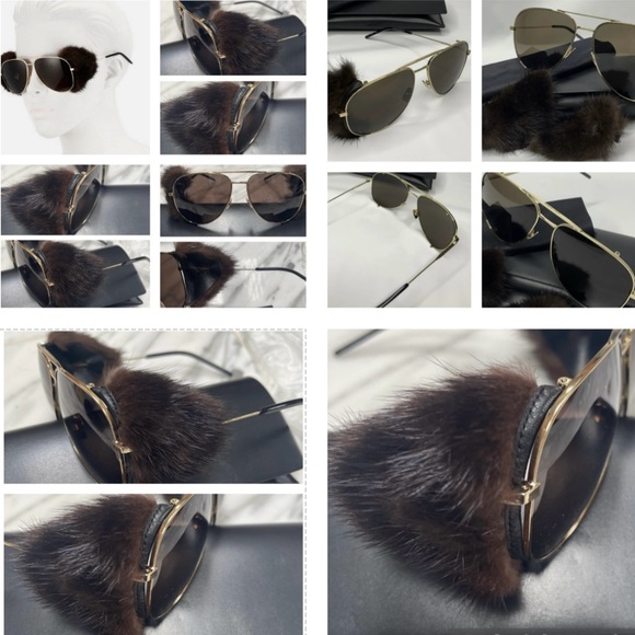 SAINT LAURENT DETACHABLE NATURAL MINK FUR ON SUNGLASSES, SO COOL FOR FUR FANS❣️ - Picture 16 of 16